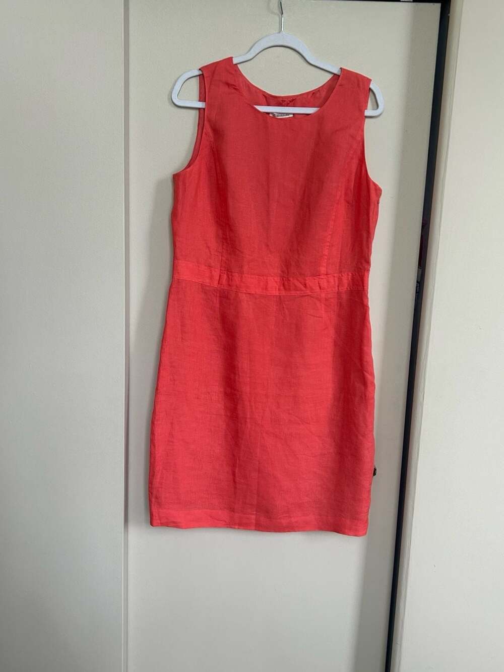 Brooks Brothers Sleeveless Coral Orange Linen Sheath Dress